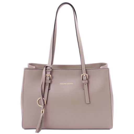 Tuscany Leather TL Bag - skórzana torba z regulowanym paskiem, kolor jasny szary - TL142037