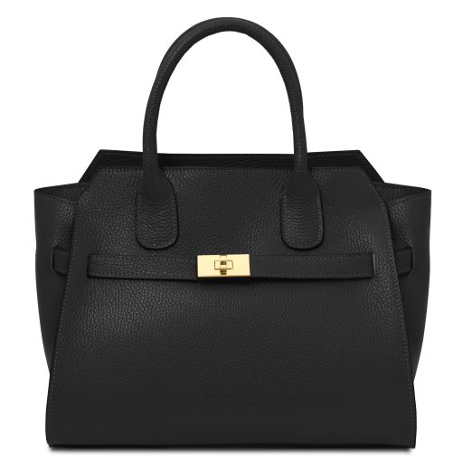 Tuscany Leather Origami - skórzana torebka typu tote, kolor czarny - TL142507