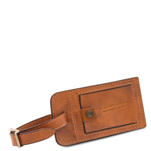 Tuscany Leather skórzana, matowa zawieszka do bagażu, kolor naturalny - TLTAGMATTE