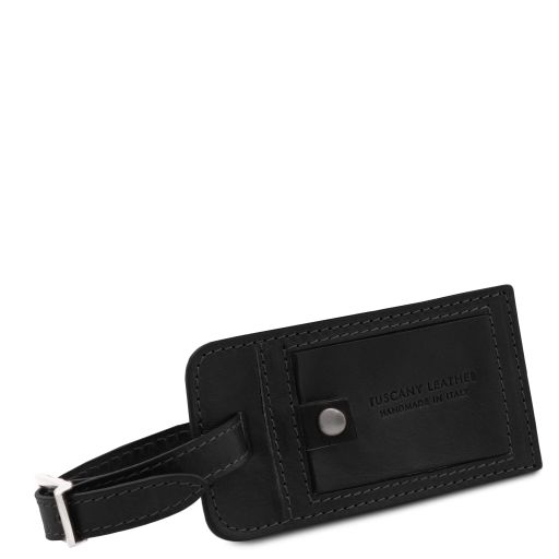 Tuscany Leather skórzana, matowa zawieszka do bagażu, kolor czarny - TLTAGMATTE