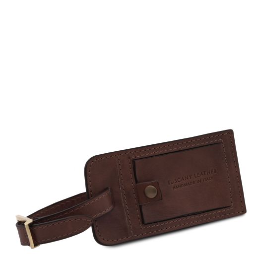 Tuscany Leather skórzana, matowa zawieszka do bagażu, kolor ciemny brąz - TLTAGMATTE