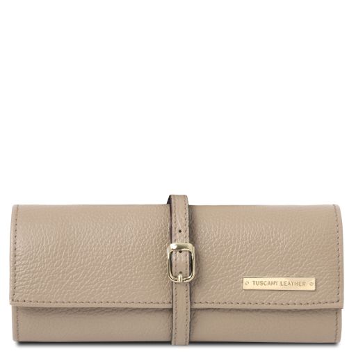 Tuscany Leather ekskluzywne etui na biżuterię z miękkiej skóry, kolor jasny szary - TL142193