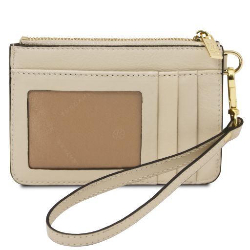 Tuscany Leather skórzane etui na karty z paskiem, kolor beżowy - TL142544
