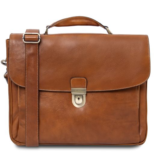 Tuscany Leather Alessandria - wielofunkcyjna skórzana torba na laptop, kolor naturalny - TL142067