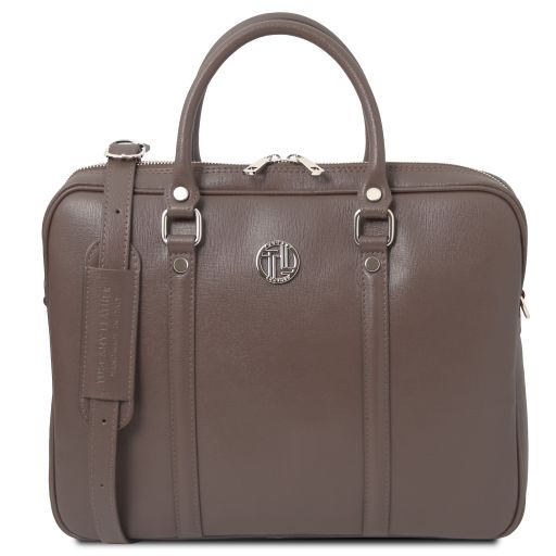 Tuscany Leather Prato - ekskluzywna teczka na laptopa ze skóry Saffiano, kolor ciemnoszary - TL142453