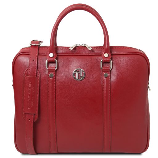 Tuscany Leather Prato - ekskluzywna teczka na laptopa ze skóry Saffiano, kolor czerwony - TL142453