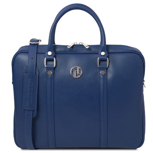 Tuscany Leather Prato - ekskluzywna teczka na laptopa ze skóry Saffiano, kolor ciemny niebieski - TL142453
