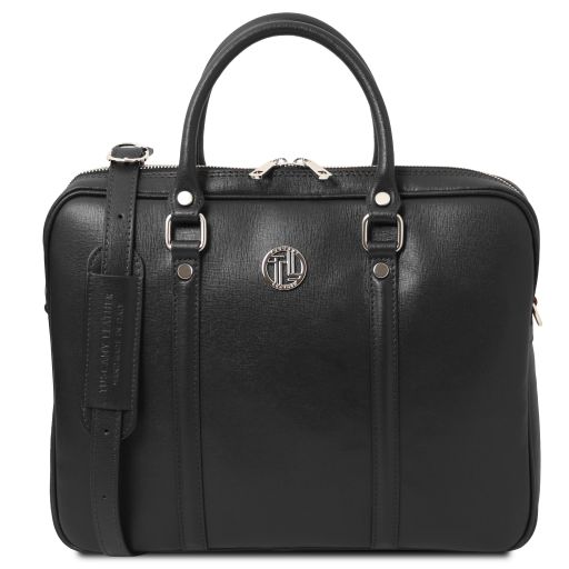 Tuscany Leather Prato - ekskluzywna teczka na laptopa ze skóry Saffiano, kolor czarny - TL142453