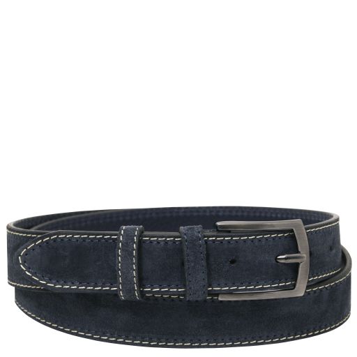 Tuscany Leather Casual pasek ze skóry zamszowej 35mm, rozmiar 100 cm, kolor ciemny niebieski - TL142537