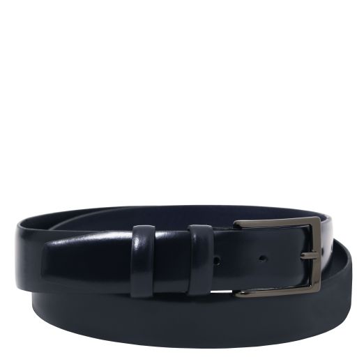 Tuscany Leather Elegancki pasek ze szczotkowanej skóry 35mm, rozmiar 115 cm, kolor ciemny niebieski - TL142539