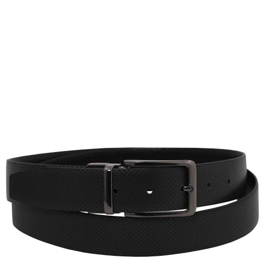Tuscany Leather Elegancki dwustronny pasek skórzany 35mm z gładkiej skóry, rozmiar 95 cm, kolor czarny - TL142542