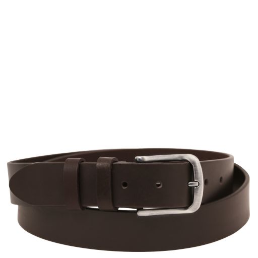 Tuscany Leather Ręcznie robiony pasek skórzany 35mm do jeansów, rozmiar 110 cm, kolor ciemny brąz - TL142526