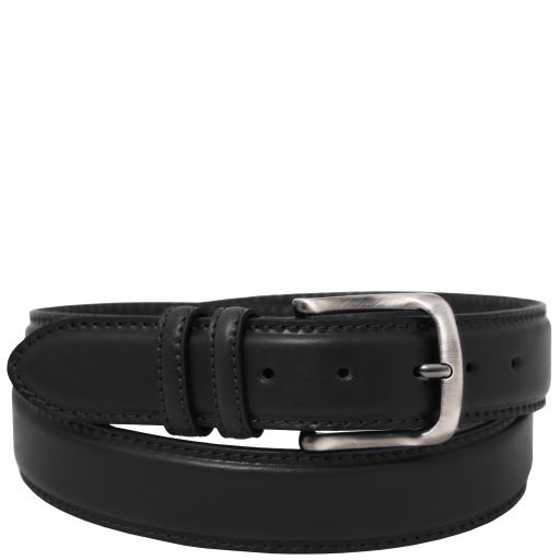 Tuscany Leather Klasyczny toskański skórzany pasek z pikowaniem 40 mm, rozmiar 100 cm, kolor czarny - TL142529