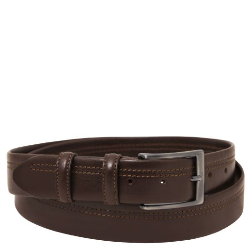 Tuscany Leather Klasyczny skórzany pasek o szerokości 35 mm, rozmiar 100 cm, kolor ciemny brąz - TL142530
