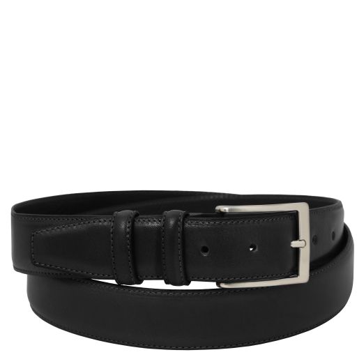 Tuscany Leather Klasyczny pasek ze skóry licowej 35 mm, rozmiar 110 cm, kolor czarny - TL142532
