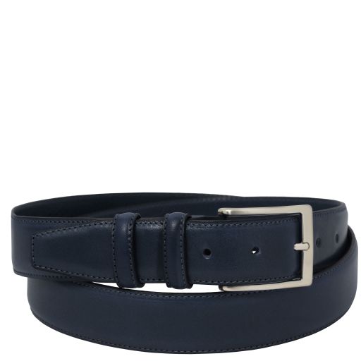 Tuscany Leather Klasyczny pasek ze skóry licowej 35 mm, rozmiar 100 cm, kolor ciemny niebieski - TL142532