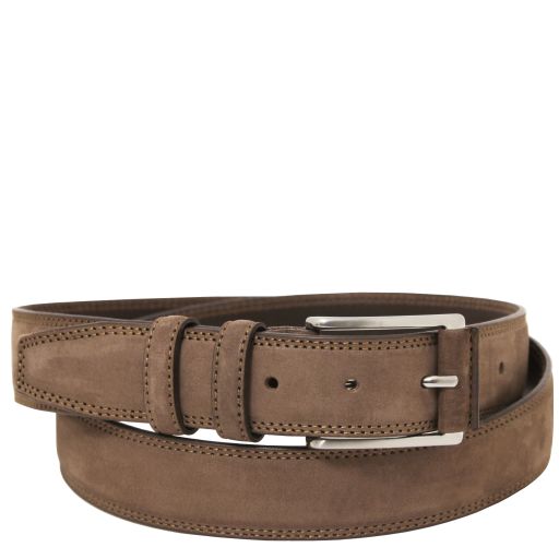 Tuscany Leather Elegancki pasek ze skóry nubukowej 35mm, rozmiar 110 cm, kolor ciemnoszary - TL142533