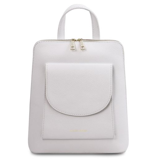 Tuscany Leather TL Bag - mały skórzany plecak dla kobiet, kolor biały - TL142092