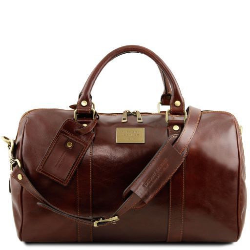 Tuscany Leather TL Voyager - skórzana torba podróżna z kieszenią z tyłu - rozmiar S , kolor brązowy TL141250