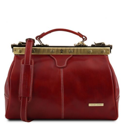 Tuscany Leather Michelangelo - skórzany kuferek lekarski , kolor czerwony TL10038