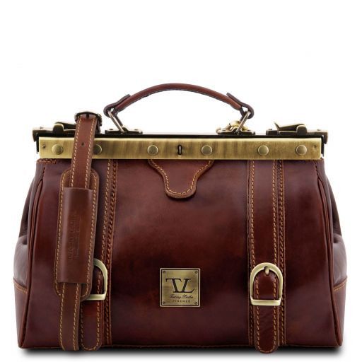 Tuscany Leather Monalisa - Gladstone skórzany kuferek lekarski z paskami , kolor brązowy TL10034