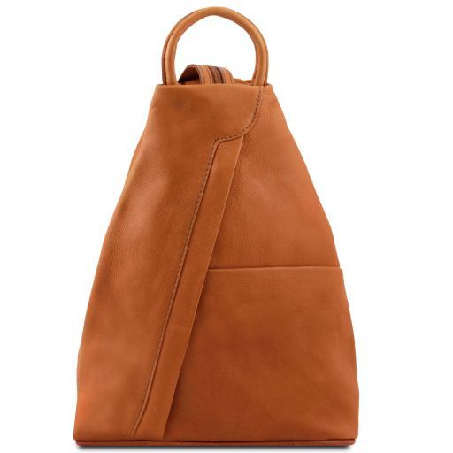 Tuscany Leather Shanghai - skórzany plecak , kolor cognac TL140963