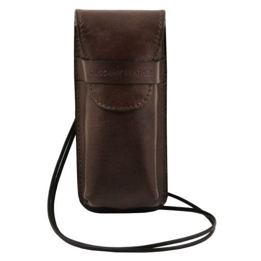 Tuscany Leather Ekskluzywne skórzane etui na okulary/smartfon/zegarek , kolor ciemny brąz TL141282