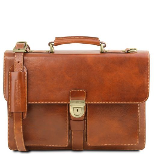 Tuscany Leather Assisi - Skórzana teczka 3 przegrody , kolor miodowy TL141825