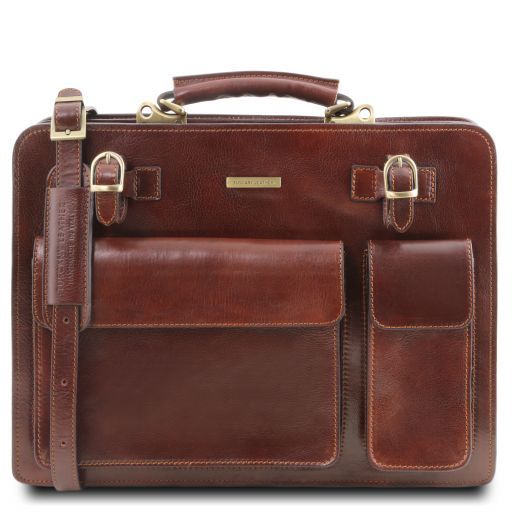 Tuscany Leather Venezia - Skórzana teczka 2 przegrody , kolor brązowy TL141268