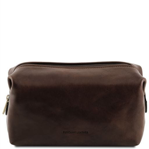 Tuscany Leather Smarty - skórzana kosmetyczka - rozmiar L , kolor ciemny brąz TL141219