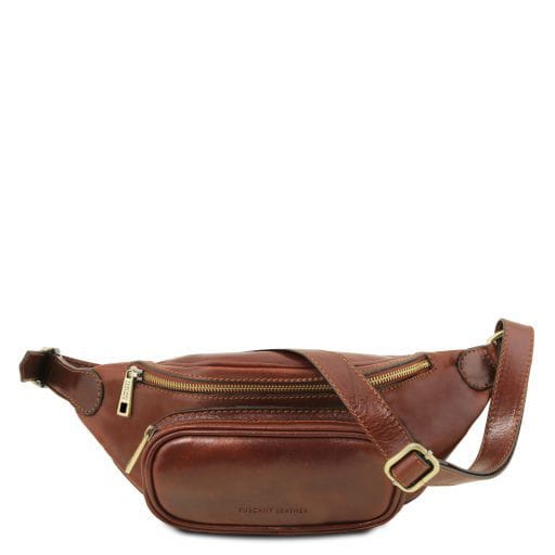 Tuscany Leather Skórzana saszetka na biodra - typu nerka , kolor brązowy TL141797