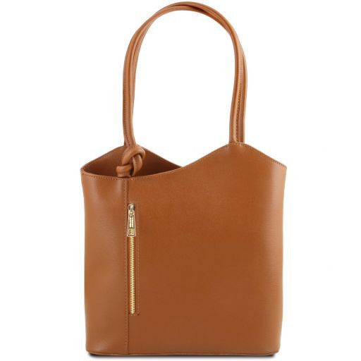 Tuscany Leather Patty - torba na ramię wykonana ze skóry saffiano , kolor cognac TL141455