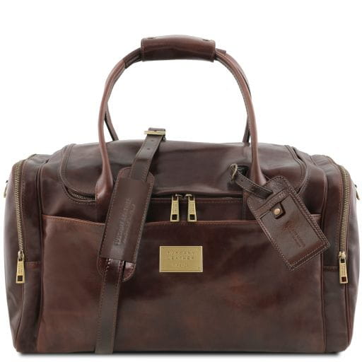 Tuscany Leather Voyager - skórzana torba podróżna z bocznymi kieszeniami, kolor ciemnobrązowy TL142141