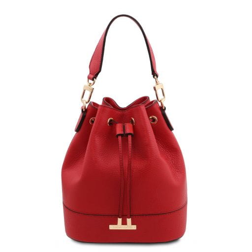 Tuscany Leather bag - skórzana torba typu BUCKET, kolor czerwony TL142146