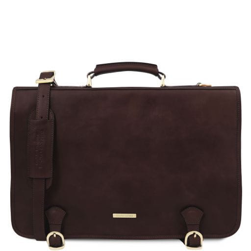 Tuscany Leather Ancona - Skórzana torba kurierska na ramię, kolor ciemnobrązowy TL142073