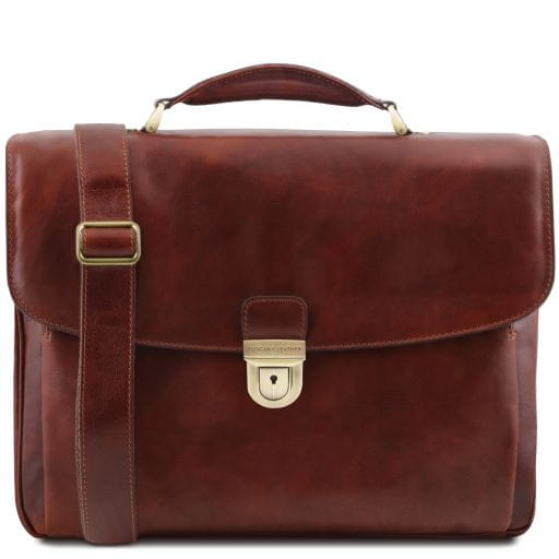 Tuscany Leather Alessandria - wielofunkcyjna skórzana torba na laptop, kolor brąz TL142067