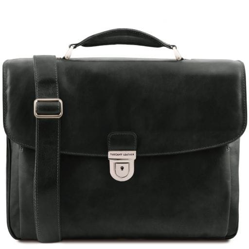Tuscany Leather Alessandria - wielofunkcyjna skórzana torba na laptop, kolor czarny TL142067