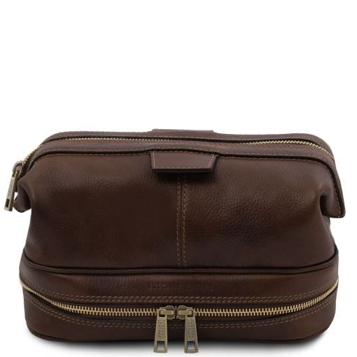 Tuscany Leather Jacob - skórzana kosmetyczka TL142204 kolor ciemny brązowy