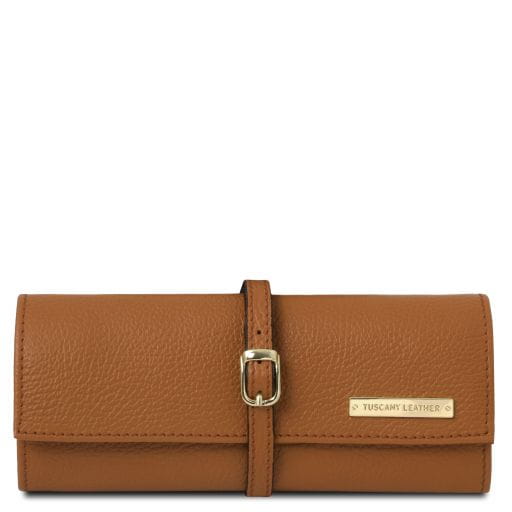 Tuscany Leather ekskluzywne etui na biżuterię z miękkiej skóry TL142193 kolor Cognac