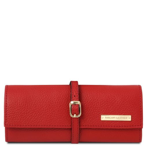 Tuscany Leather ekskluzywne etui na biżuterię z miękkiej skóry TL142193 kolor szminkowo czerwony