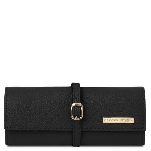 Tuscany Leather ekskluzywne etui na biżuterię z miękkiej skóry TL142193 kolor czarny