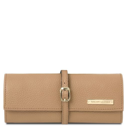 Tuscany Leather ekskluzywne etui na biżuterię z miękkiej skóry TL142193 kolor Champagne