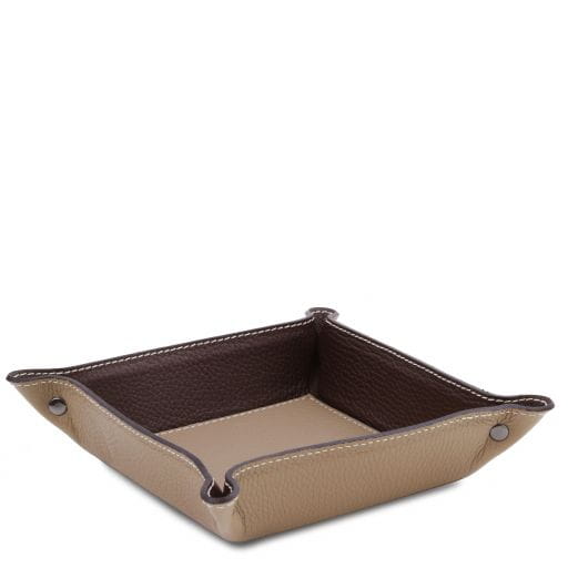 Tuscany Leather skórzana tacka na drobiazgi TL142159 kolor jasny szary
