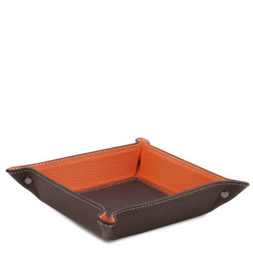 Tuscany Leather skórzana tacka na drobiazgi TL142159 kolor ciemny brązowy