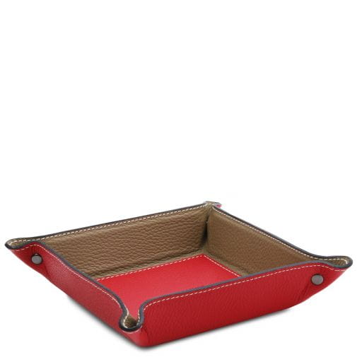 Tuscany Leather skórzana tacka na drobiazgi TL142159 kolor szminkowo czerwony
