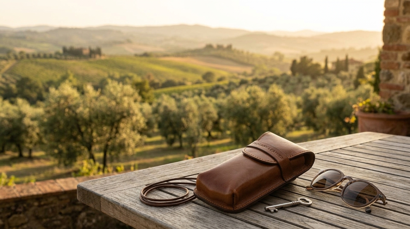 Tuscany Leather Ekskluzywne skórzane etui na okulary/smartfon/zegarek , kolor brązowy TL141282