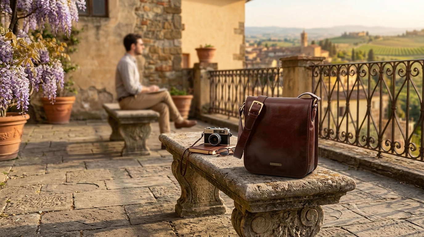 Tuscany Leather TL Messenger - skórzana torba na ramię 2-komorowa , kolor brązowy TL141255