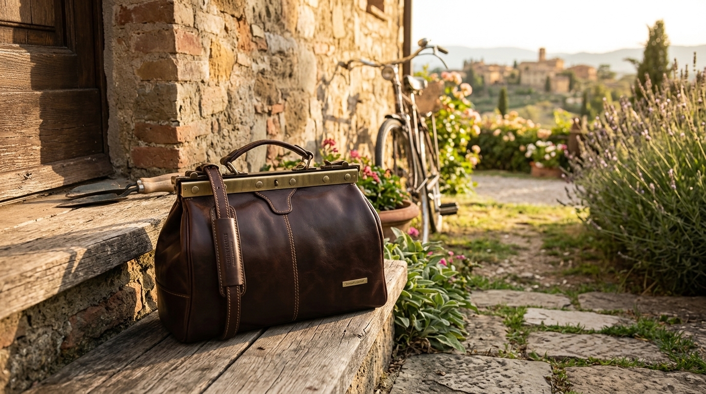 Tuscany Leather Michelangelo - skórzany kuferek lekarski , kolor ciemny brąz TL10038