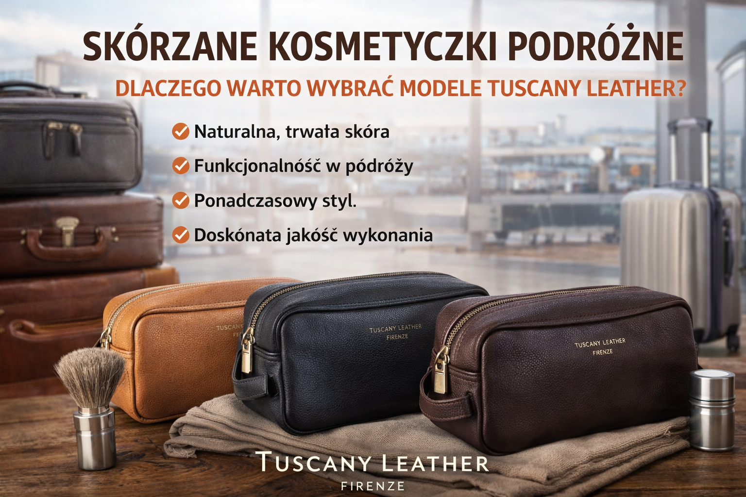 Luksusowe skórzane kosmetyczki Tuscany Leather