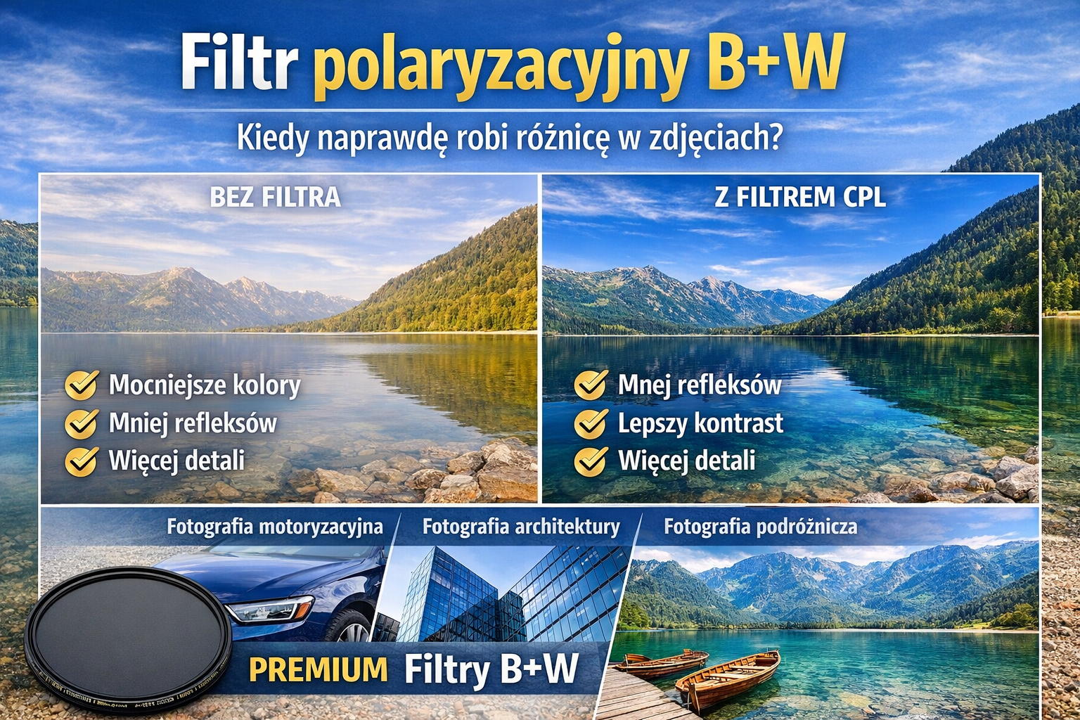 Filtr polaryzacyjny B+W – kiedy naprawdę robi różnicę w zdjęciach?